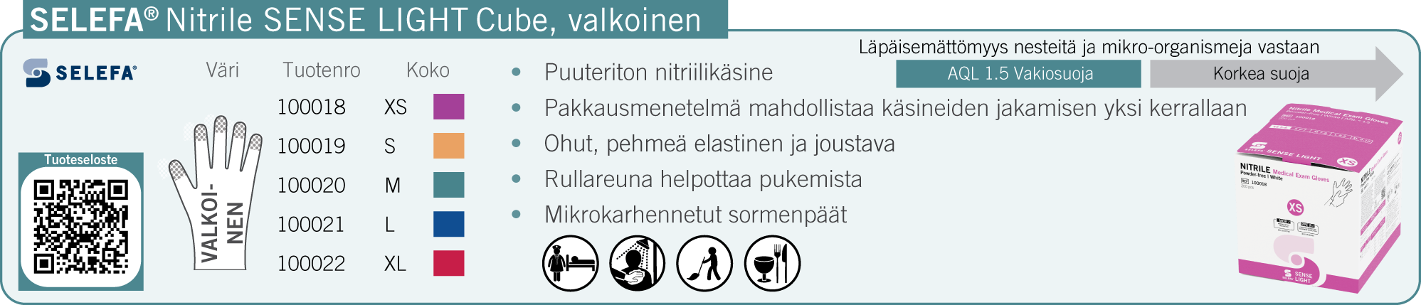 SELEFA Nitrile SENSE LIGHT Cube, valkoinen